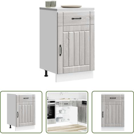 Küchenmöbel - Küchen-Unterschrank Lucca Grau Sonoma Holzwerkstoff (1/5)