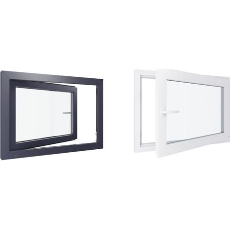 Finestra in PVC - Triplo vetro - Bicolore - Bianco e grigio - 800 mmx400 mm cm (1/5)