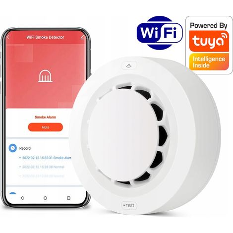 Détecteur de fumée avec capteur de température et d'humidité WiFi Tuya Smart (1/5)
