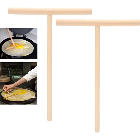 2 Pièces Spatule en Bois pour Pâte à Crêpes, Étaloir Professionnel pour Cuisine