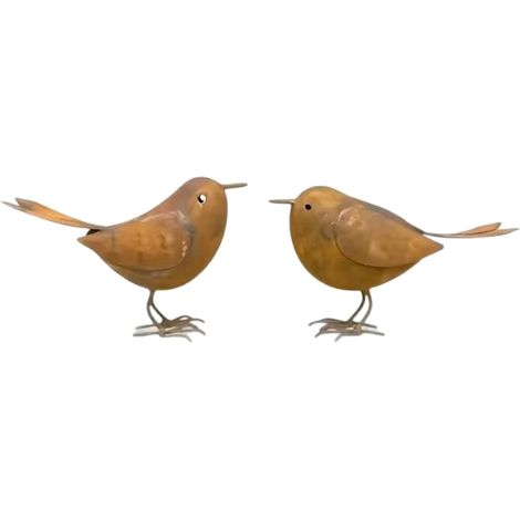 Lot de 2 figurines d'oiseaux en fer vintage en métal - Décoration d'oiseau chanteur - Décoration de jardin et patio (1/5)