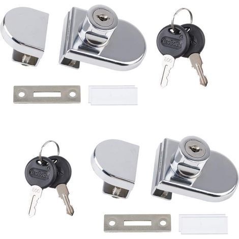 Lot de 2 verrous en alliage de zinc pour porte de placard en verre ou vitrine de 5 à 8 mm (1/5)