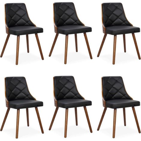 Lot de 6 Chaises Scandinave "Cargo" 79cm Noisette & Noir (1/5)