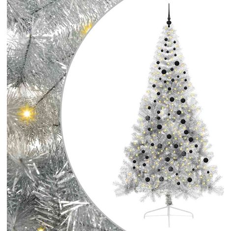 Sapin de Noël  Arbre de Noël artificiel pré-éclairé Argent 240 cm PET (1/5)