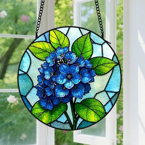 16cm Accroche-Soleil Floral Artistique, Décoration Maison Vitrail Floral, Suspension Vitrail pour Fenêtre, Cadeaux pour Amateurs de Jardin, Cadeaux d’Anniversaire pour Elle, Mère et Grand-Mère, Idée C (1/5)