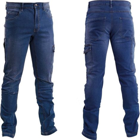 Jeans da Lavoro Stretch Elasticizzato 7 Tasche Blue 3XL