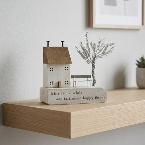 Happy Things Wooden House Plaque