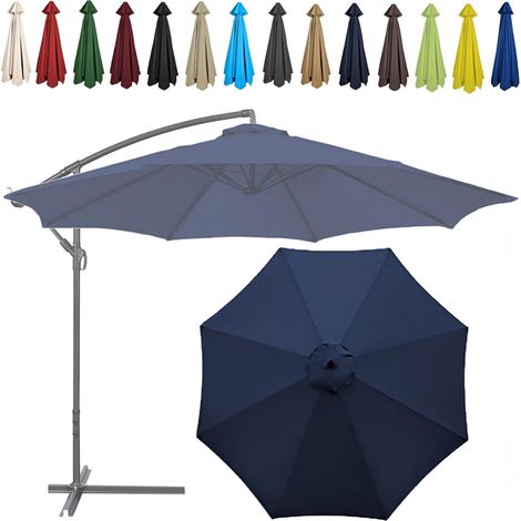 Auvent De Remplacement pour Parasol , Toile De Parasol Déporté Remplacement Pour Cour, Jardin, Plage, Protection UV,8ribs-250cm,Bleu Marine