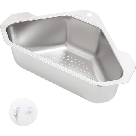 Égouttoir triangulaire pour évier avec ventouse - Égouttoir pratique pour légumes et fruits (1/5)