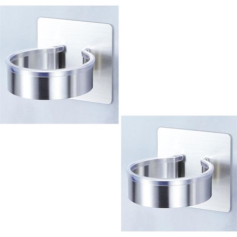Porte seche cheveux Mural, Support Seche cheveux, Porte seche Cheveux sans percage, Acier Inoxydable Accroche Seche cheveux pour Salle de Bain, Hôtel (1/4)