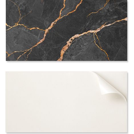 Suelo vin铆lico autoadhesivo con gr谩ficos para cocina, 100x50 cm, elegante m谩rmol con vetas.