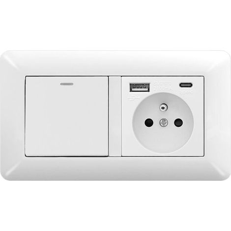 1 pièce – Interrupteur Mural + Prise Électrique USB + Type-C, Duo Moderne pour Rénovation (1/4)