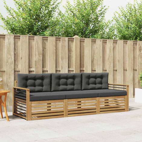 vidaXL Outdoor-Sofagarnitur 3 Stk. Weiß und Anthrazit Polyester (1/5)
