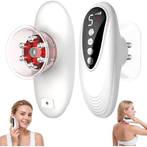 Masseur Anti Cellulite 3En1 5 Niveaux(Aspiration 28-40 kPa) Ventouse Cellulite,Massage par Aspiration,EMS, Lumière Rouge,Ventre/Jambes/Fessiers/Fascias,Appareil Drainage Lymphatique (1/5)