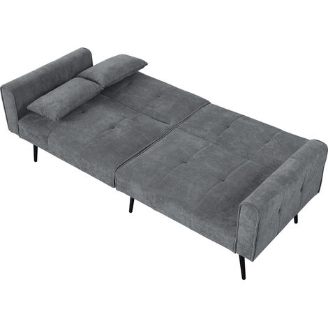 Sofá cama convertible de 3 plazas en tejido gris con respaldo regulable MODENUIT (1/5)
