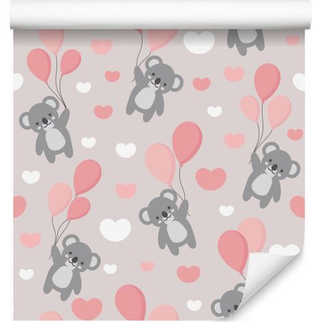 Papier peint à motifs de koalas, de ballons et de cœurs pour salon et chambre, 50 x 1000 cm (1/5)