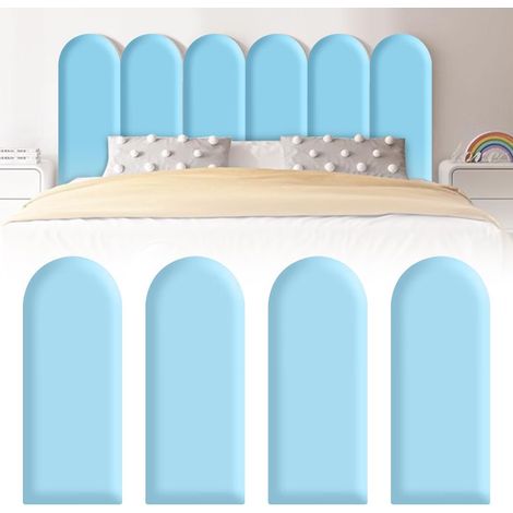 Panneaux muraux 3D - Rembourrage mural autocollant - 40 x 20 cm - Pack souple de maternelle - Anti-collision - Pour chambre à coucher, chambre d'enfant - Bleu (1/5)