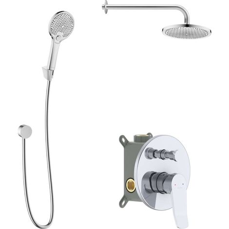 kielle Nefia - Set de douche avec mitigeur encastré, 2 sorties, avec accessoires EcoSpare et corps d’encastrement, chrome 20627SP140 (1/5)
