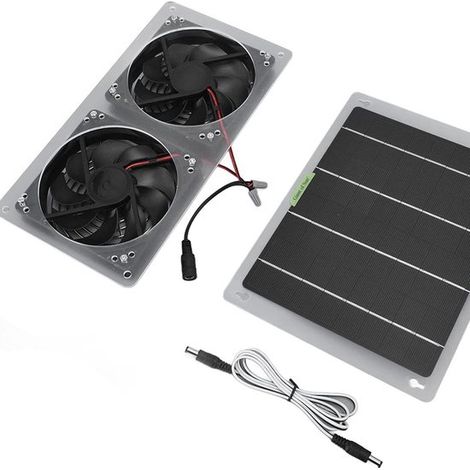 Ventilador solar exterior impermeable de 100 W y 12 V, mini portátil, ideal para el hogar, caravanas e invernaderos. (1/2)