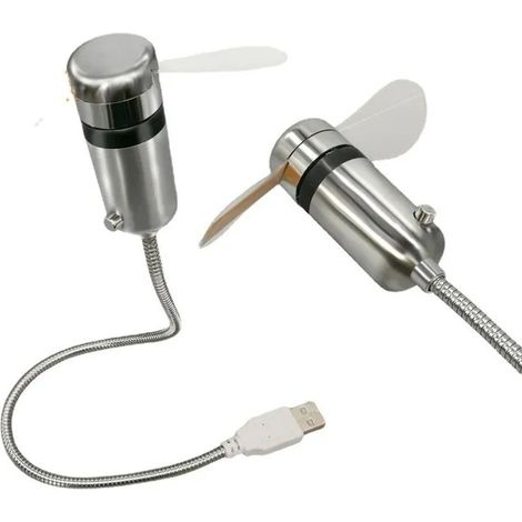 Ventilateur USB avec horloge intelligente, Affichage LED de l'heure et de la température, Bureau, Argent (1/5)