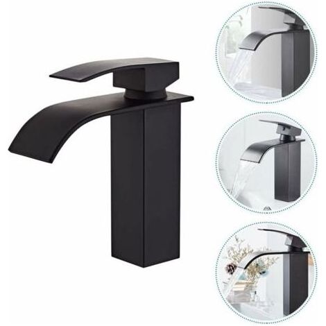 – Mitigeur de lavabo cascade en laiton – Buse anti-éclaboussures – Économie d'eau 30% – Installation facile – Design moderne (1/5)