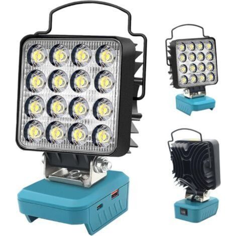 Lampe de travail, éclairage extérieur LED, compatible avec batterie au lithium Makita BL1830, charge rapide USB-C (batterie non incluse) (1/5)