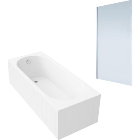 Bañera derecha VILLEROY & BOCH O.Novo 160x70cm blanca + Mampara cromada AURYS Mist 1