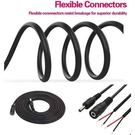 Cable d'extension d'alimentation CC pour caméra de vidéosurveillance,prise CC,rallonge 12 V,5.5mm x 2.1mm,5 m[F590807146] (1/4)