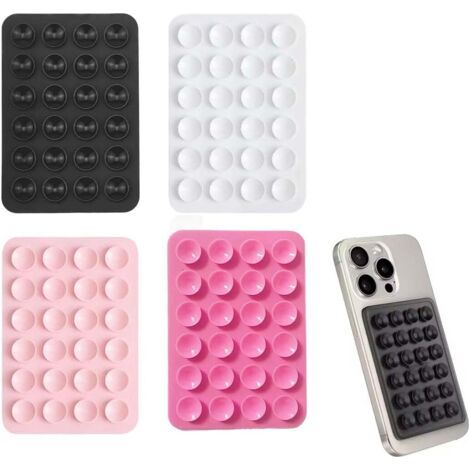 BUNTHAUS Lot De 4 Pièces Coque Ventouse En Silicone (Noir/Blanc/Rose/Rose Clair), Support Téléphone Portable Pour Selfies, Vidéos Et Recharge Mobil (1/4)