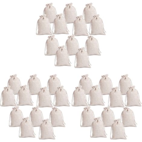36-teiliges Set kleiner, wiederverwendbarer Geschenktüten aus Baumwollmusselin für Süßigkeiten, Gastgeschenke und Schmuckbeutel