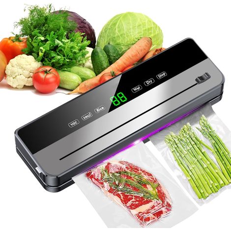 Machine Sous Vide Alimentaire: Appareil Sous Vide Alimentaire avec Mode Sec et Humide 6 Fonctions, Sous Videuse Alimentaire avec 10 Sacs Sous Vide (1/5)