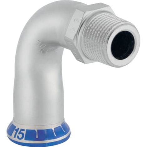 Geberit Mapress Curva di transizione a 90° in acciaio inox con filetto maschio, 30502