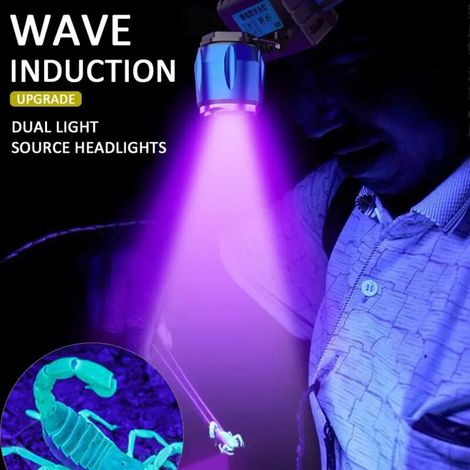Lampe frontale LED UV T6 ultra-puissante de 85 000 lm avec capteur zoom, rechargeable par USB, lumière UV/blanche. Livraison gratuite.