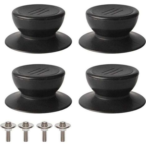 Bouton de couvercle 4 pièces, bouton de remplacement de couvercle de cuisine universel, couvercle en verre, poignée de couvercle en verre - noir