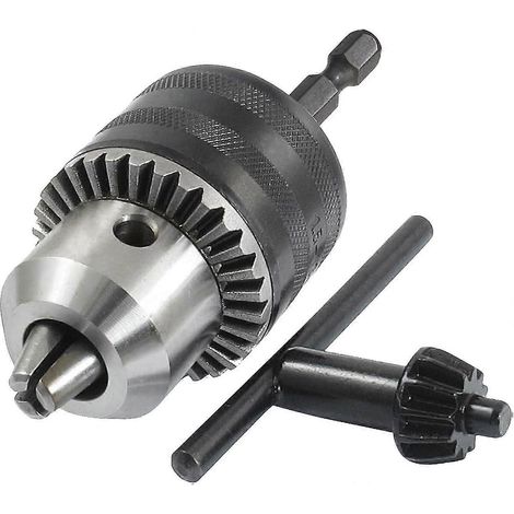 Mandrin de perçage à queue hexagonale de 1,5 à 10 mm, changement rapide 1/4" avec clé de conversion, outil de fixation pour perceuse à percussion et clé réglable, Ladacee (1/5)