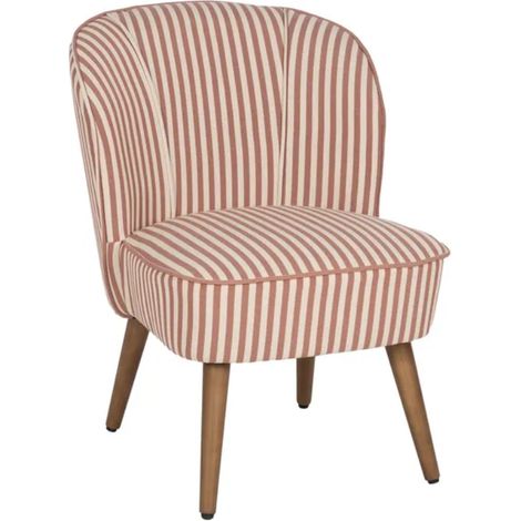 Fauteuil rayures terracotta bois hévéa confort ELYSORA (1/5)