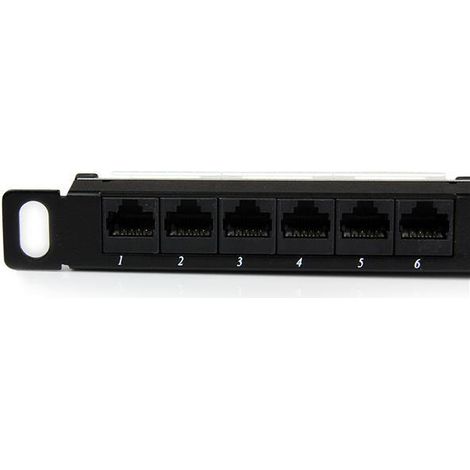 StarTech.com Tableau de connexion Cat5e 0,5U 24 ports - Tableau de connexion RJ45 Ethernet Cat5e 110 à montage en rack - Cat 5e - RJ45 - Noir - 0.5U - 482 mm - 400 g (PANELHU24) (1/3)