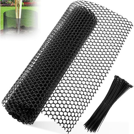 40cmx6m Grillage Cloture Plastique Noir avec 100 Attache Câble, Rouleau de Clôture Polyvalente, Grillage Poule pour Chats, Chiens, Lapins, Balcon, Anti Rongeur (1/5)