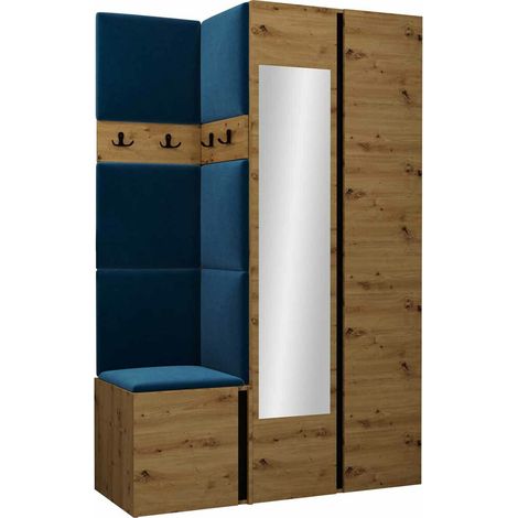 Conjunto para recibidor Pinis XXVI, Manila 26, 186x116x46cm, Espejo, Tapiz, Aglomerado laminado, Colocada, Montada en la pared