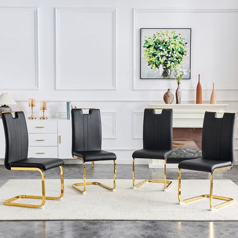 Ensemble de 4 chaises arquées en polyuréthane noir – design industriel et moderne, résistantes et confortables pour salle à manger, salon ou bureau (1/4)