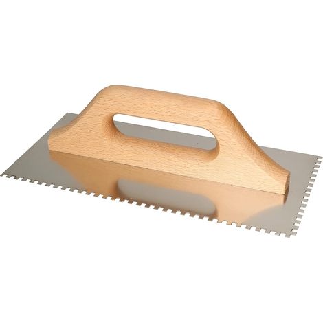 KOTARBAU Truelle dentée en acier inoxydable 280 x 130 mm - Taille du nom avec poignée en bois (4 x 4 mm). (1/5)