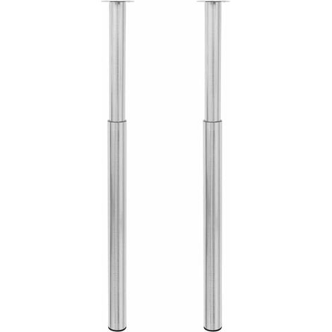 2 Telescopic Table Legs Brushed Nickel 710 mm-1100 mm vidaXL