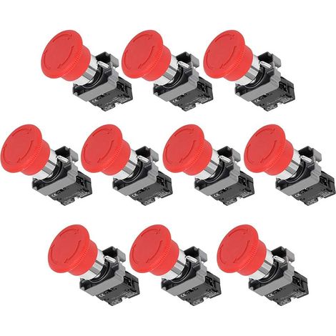 Bouton-poussoir D'arrêt D'urgence, 10 Pièces BEM-XB2-01ZS 240V Interrupteur à Bouton D'arrêt D'urgence avec Contacts en Alliage D'argent Intégrés