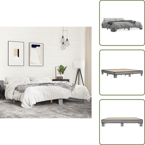 The Living Store Cadre de lit sans matelas sonoma gris 200x200 cm - Cadre De Lit - Lit Double - Sommier - Lit Design - Lit Moderne (1/5)