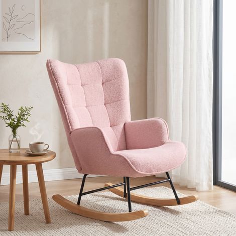 Fauteuil Allaitement, Fauteuil à bascule, Rocking Chair, Chaise à Bascule en Matériau Sherpa, fauteuil moderne, pour chambre à coucher,salon,balcon (1/5)