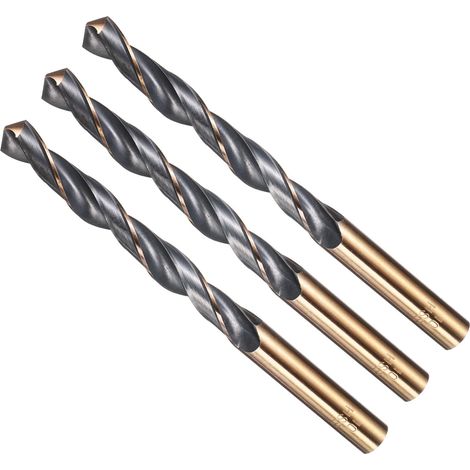 3PCS Foret Hélicoïdal, 10mm Mèche à Creuser Acier Rapide 4341, Tige Droite 118° Finition Noir et Or pour Cuivre Aluminium Bois Plastique Métal, Forets à Métaux de Dureté Moyenne (1/5)