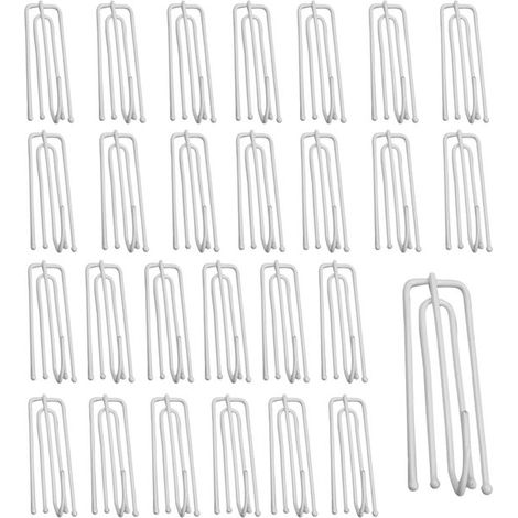 40 piezas，Gancho para cortinas，Ganchos para cortinas，Alfileres para cortinas，Ganchos de acero inoxidable para cortinas plisadas，Blanco，2,5 x 7 cm