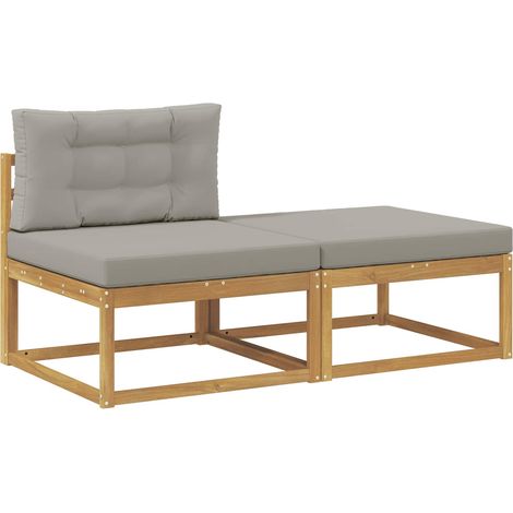 2 Piece Outdoor Footstool Polyester White vidaXL