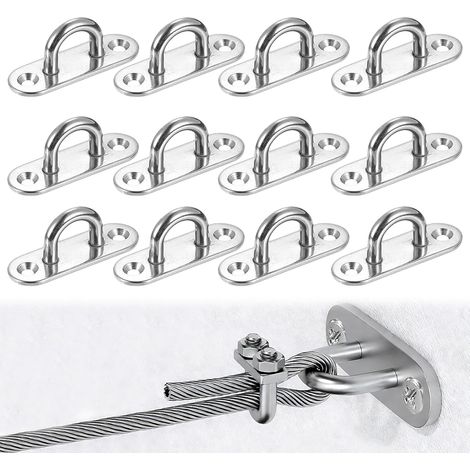 12 Crochets Muraux Inox - Lot de 12 - Acier Inoxydable Noir - Fixation Robuste Double Trou - Intérieur Extérieur Hamac - Format Compact (1/5)