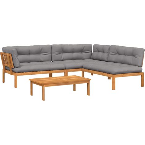 Maison Exclusive - Set Divani Pallet Giardino 4pz Cuscini Legno Massello Acacia
